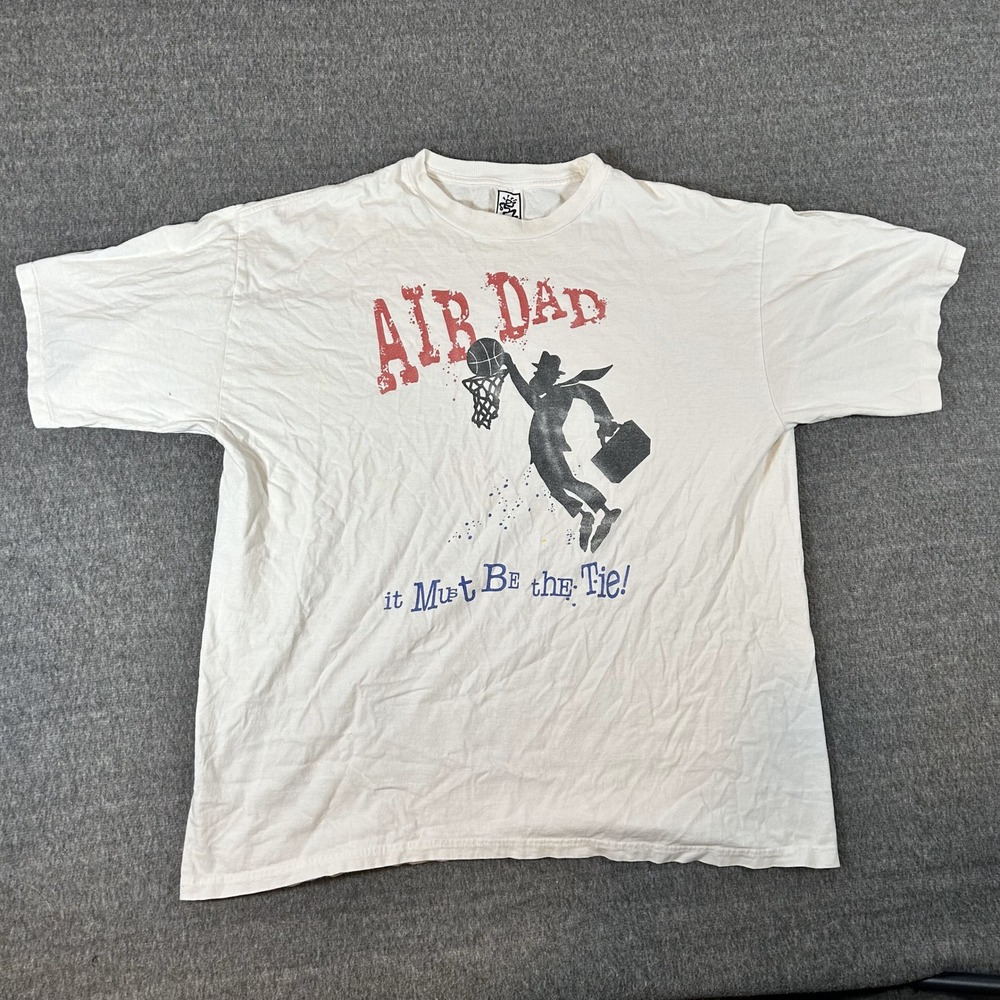 Savvy Air‎ Dad Graphic T-Shirt It Must Be The Tie! White Mens 2XL Funny Humor